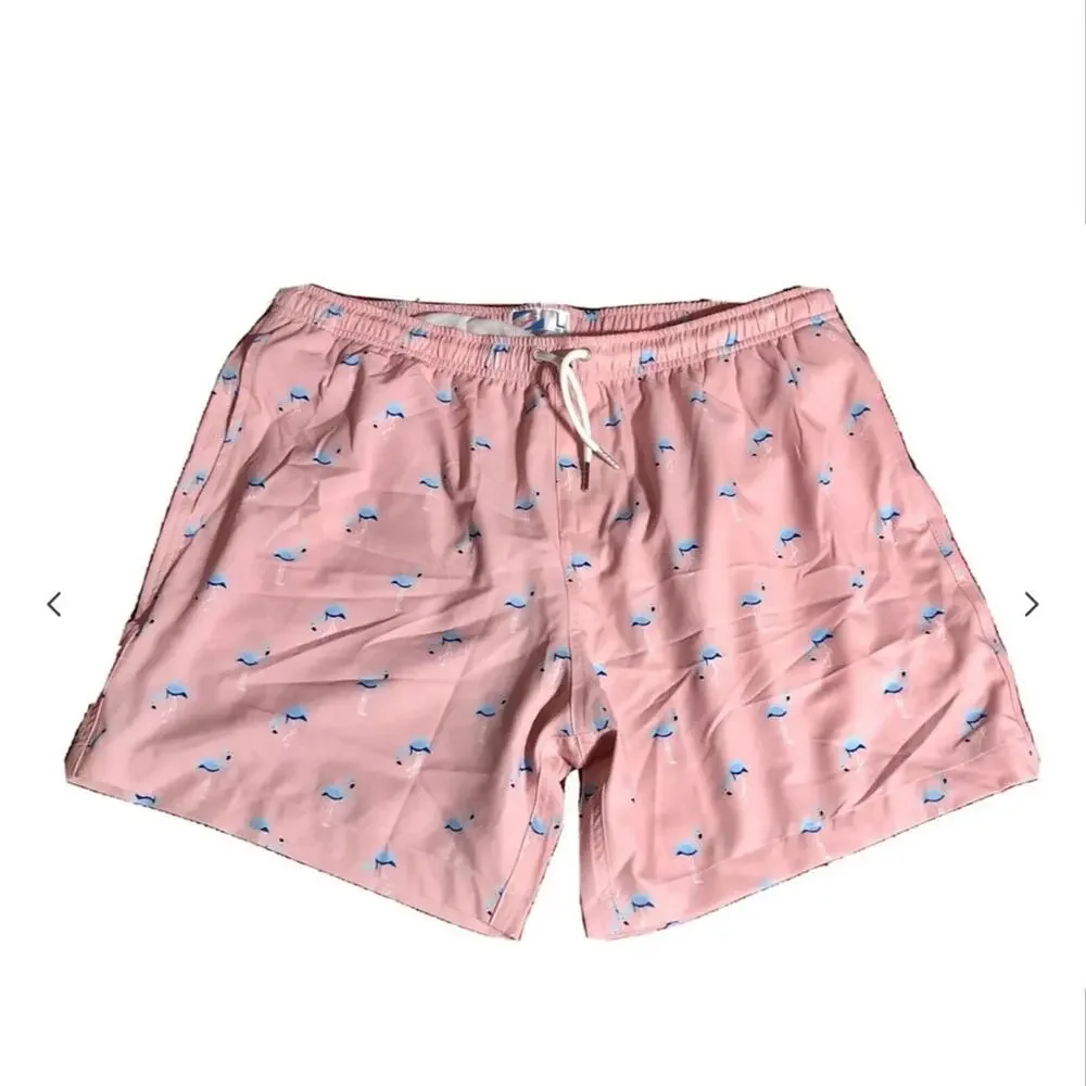 Bermies Swim Trunks Swim Shorts Pink Flamingo